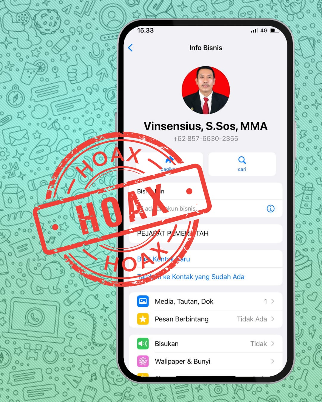 Nomor WA Palsu Catut Nama Sekda Landak