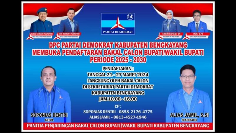 Demokrat Buka Penjaringan Bakal Calon Bupati & Wakil Bupati Bengkayang
