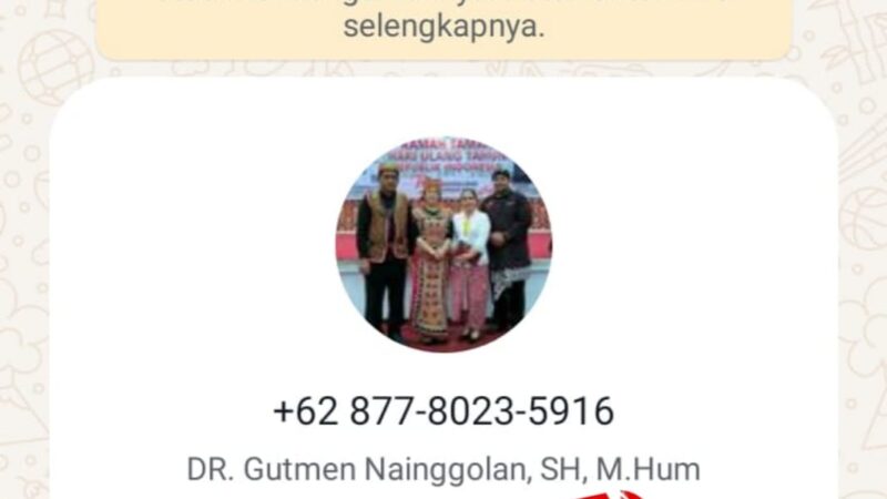 Nama dan Foto Pj. Bupati Landak Gutmen Nainggolan Dicatut Orang Tak Dikenal di Aplikasi Whatsapp