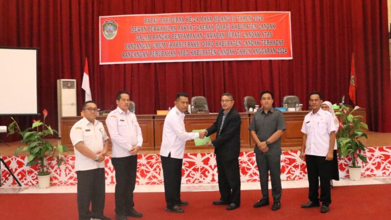 Gutmen Sampaikan Jawaban atas Pandangan Fraksi DPRD Landak Terkait APBD Perubahan