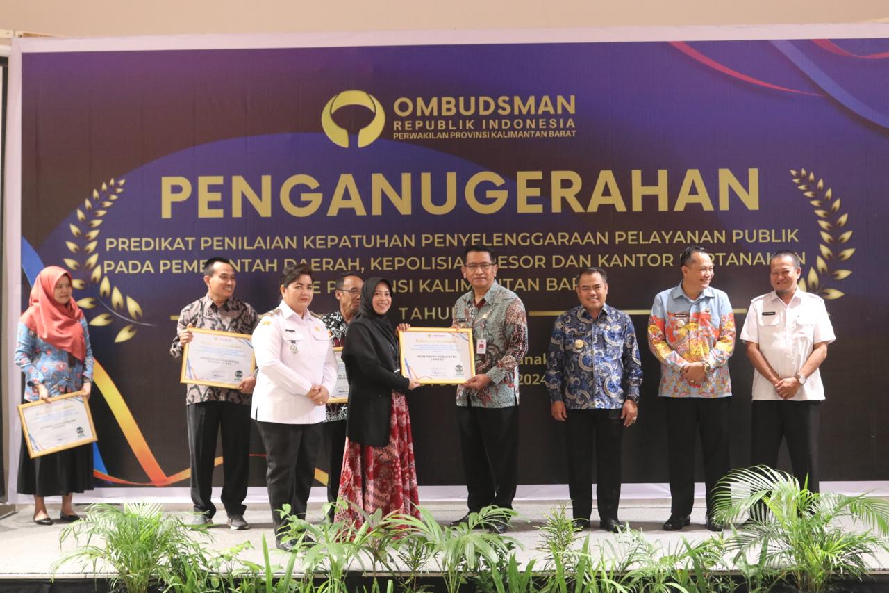 Pemkab Landak Raih Predikat Zonasi Hijau Opini Kualitas Tinggi Penilaian Kepatuhan Penyelenggaraan Pelayanan Publik Tahun 2024