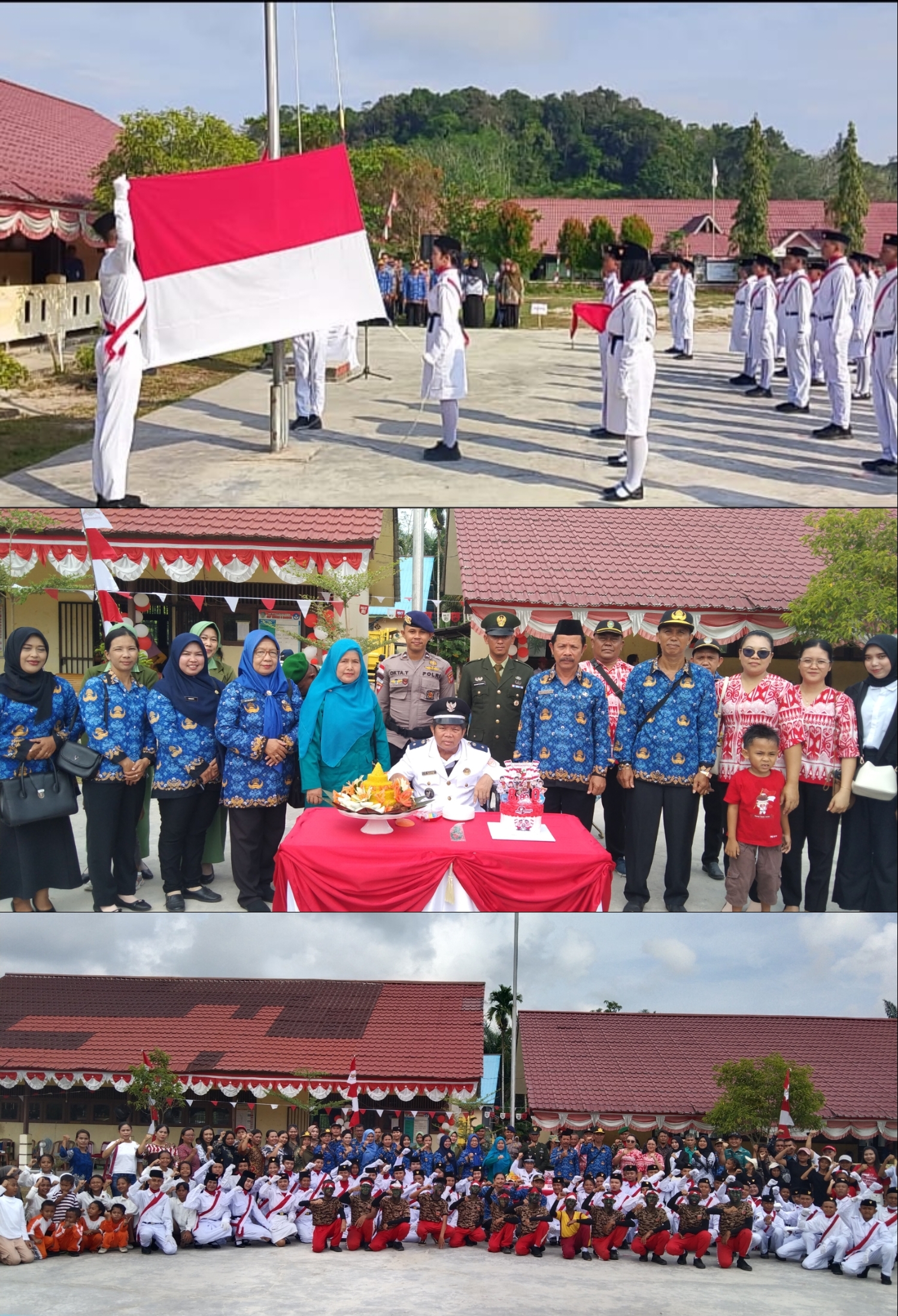 Pemerintah Desa Kayu Ara dan SMPN 05 Mandor Laksanakan Upacara Bendera  HUT RI ke 80