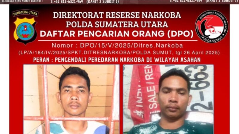 Polda Sumut Tetapkan DPO Pasutri Pemilik Dragon KTV dan Gempar Selamat, Pengendali Narkoba Jalur Laut Asahan