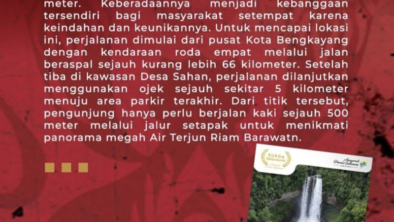 API Award Ke-9 Di Bengkayang, Riam Berawatn Raih Kategori Surga Tersembunyi