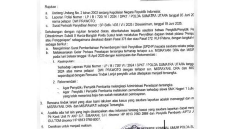 BAP Kasus Dugaan Penipuan Kepala SMKN 1 Dolok Masihul Resmi Dikirim ke Kejaksaan