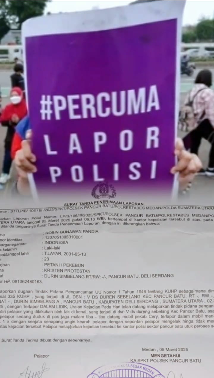 Percuma Lapor Polisi, Laporan Masyarakat 9 bulan Mengendap di Polsek Pancur Batu