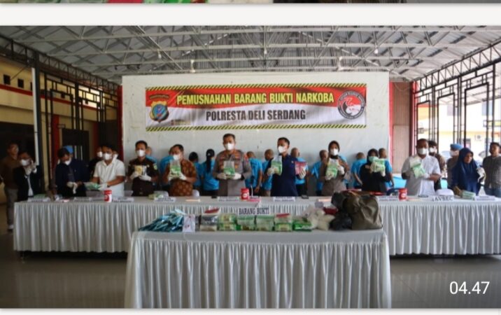 Polresta Deli Serdang Musnahkan Barang Bukti Narkoba Senilai Tujuh Miliar Lima Puluh Tujuh Juta Rupiah