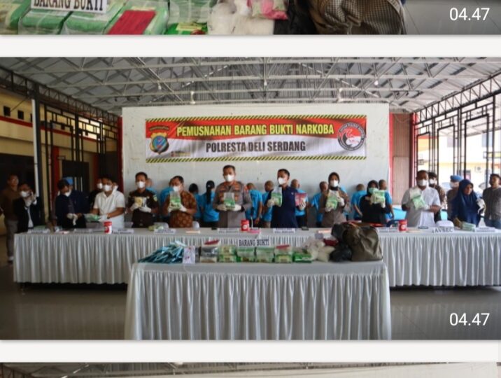 Polresta Deli Serdang Musnahkan Barang Bukti Narkoba Senilai Tujuh Miliar Lima Puluh Tujuh Juta Rupiah