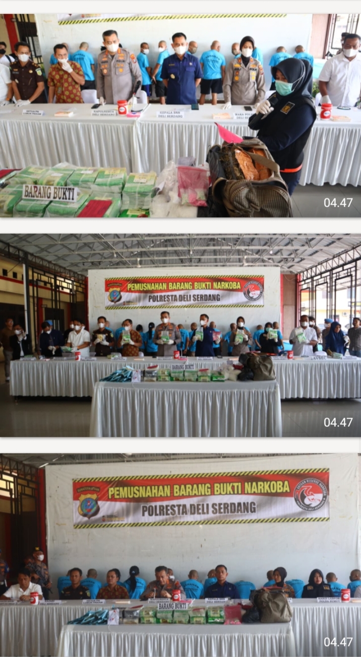 Polresta Deli Serdang Musnahkan Barang Bukti Narkoba Senilai Tujuh Miliar Lima Puluh Tujuh Juta Rupiah