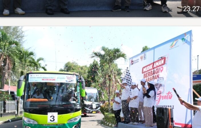 “Mudik Aman Berbagi Harapan” PTPN 1 Regional 1 Lepas Tiga Bus Mudik Gratis