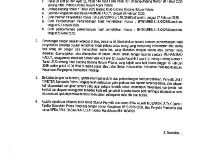 LBH Suara Panrita Keadilan Kawal Kasus Jurnalis, Polres Pangkep Arahkan Pelapor Melalui Mekanisme Dewan Pers