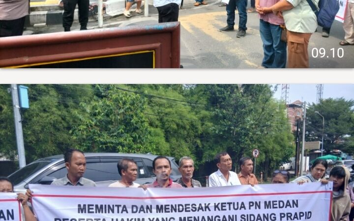 Massa Aksi Keluarga Korban Penganiayaan Brutal Meminta Polrestabes Medan Secepatnya Menyerahkan Tersangka dan Barang Bukti ke Kejaksaan