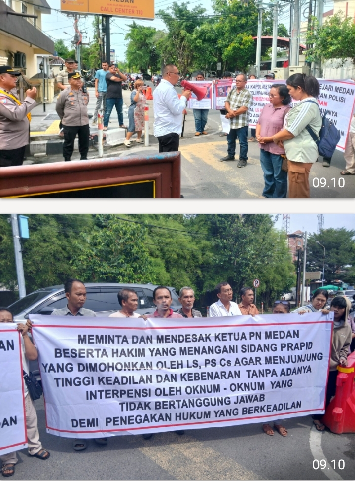 Massa Aksi Keluarga Korban Penganiayaan Brutal Meminta Polrestabes Medan Secepatnya Menyerahkan Tersangka dan Barang Bukti ke Kejaksaan