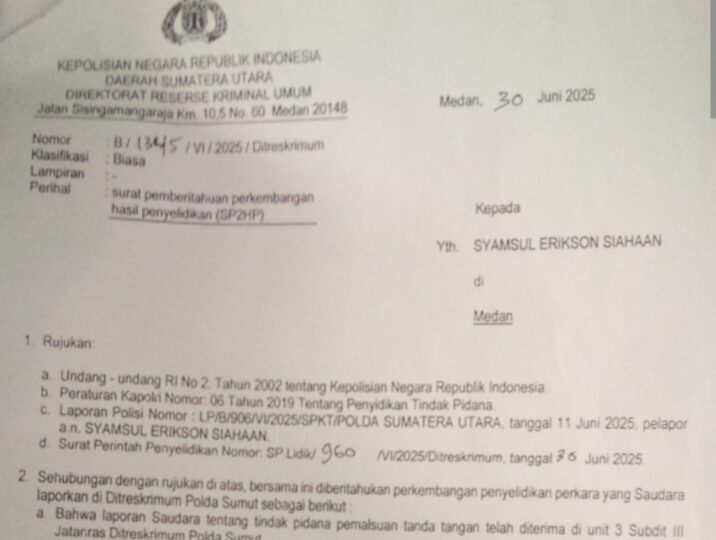 Diduga Rekayasa BAP dan Pemalsuan Tanda Tangan hingga Seret Warga ke Penjara, CB dan ERW Dilaporkan ke Polda Sumut