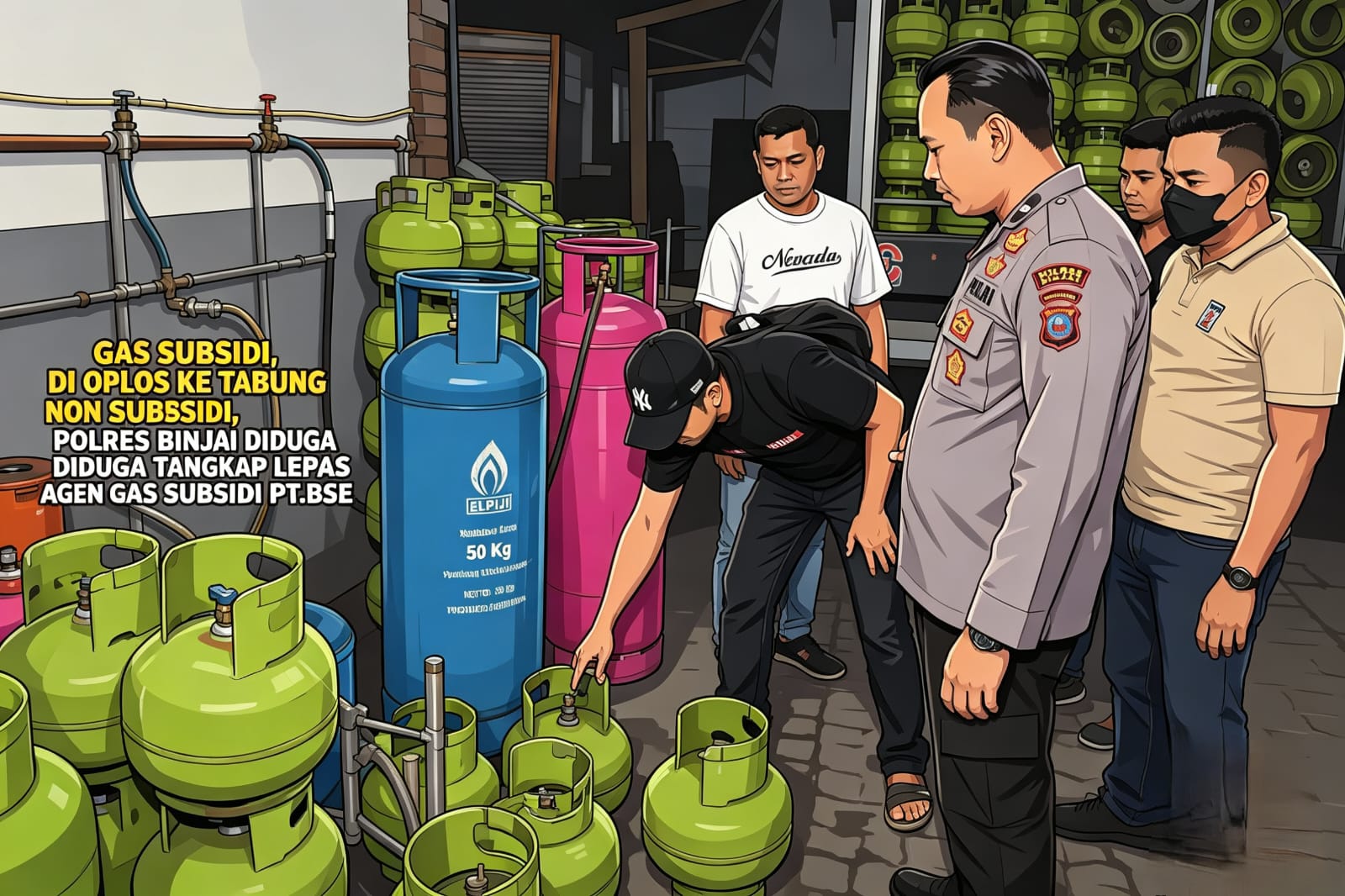Warga Pertanyakan Dugaan Tangkap Lepas Agen Gas PT BSE Usai Penggerebekan Kasus Oplosan LPG di Binjai