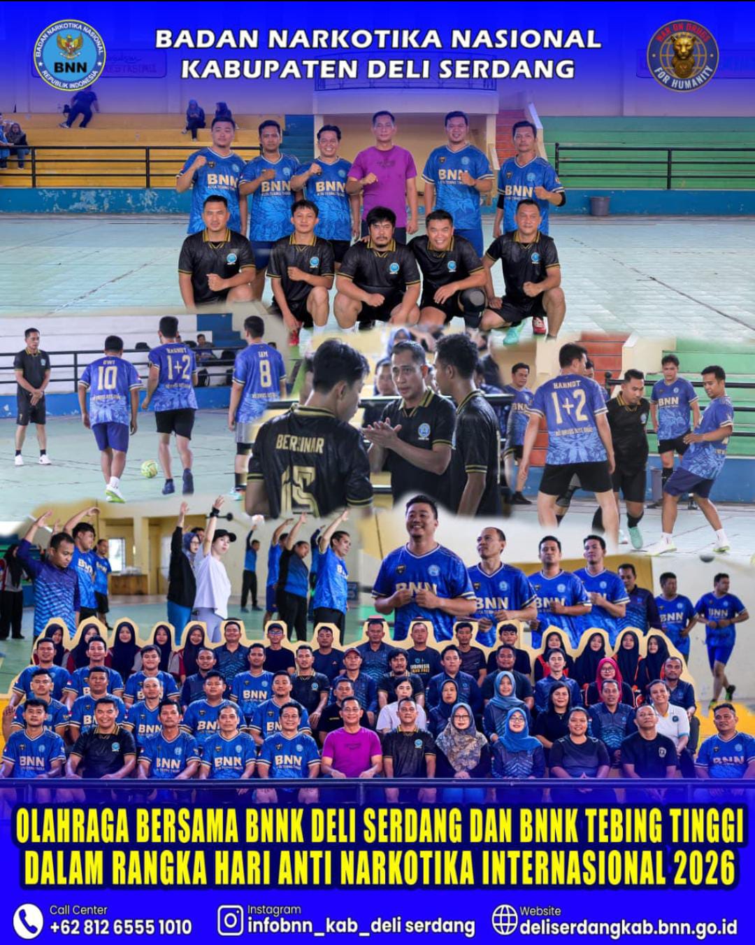 Rangkaian Hari Anti Narkotika Internasional 2026: BNN Deli Serdang Dan BNN Tebing Tinggi Jalin Silaturahmi Lewat Olahraga Dan Pertandingan Futsal
