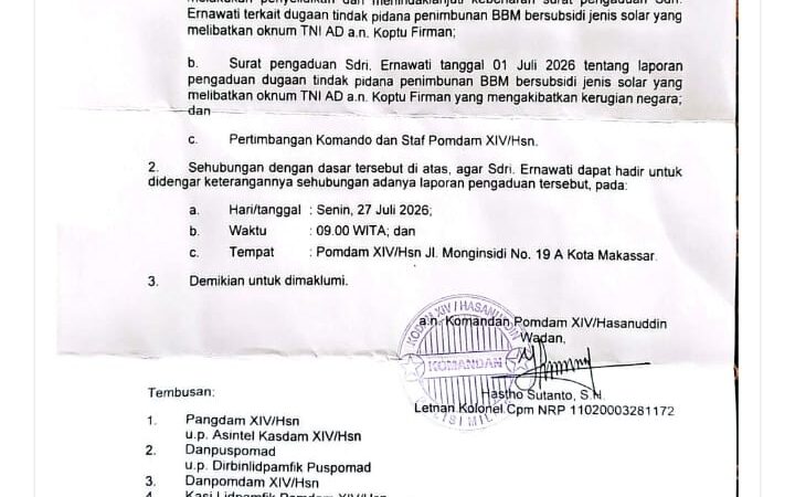 Dugaan Penimbunan Solar Bersubsidi Libatkan Oknum TNI AD, Danpuspomad Keluarkan Perintah Penyelidikan