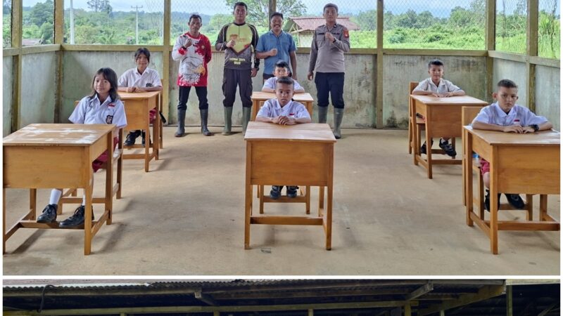 Bentuk Kepedulian terhadap Generasi Bangsa, Polres Landak Serahkan Bantuan Meja dan Kursi Sekolah