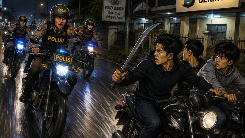 Polsek Beringin Amankan 3 Orang Remaja Diduga Kawanan Geng Motor Bersenjata
