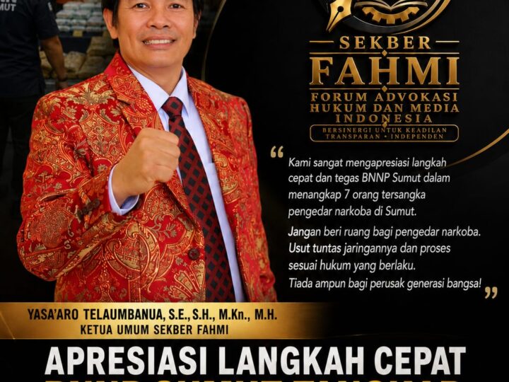‘SEKBER FAHMI’ Apresiasi Langkah Cepat BNNP Sumut Ungkap 7 Tersangka Narkoba: Jangan Ada Ruang Bagi Gembong Narkoba