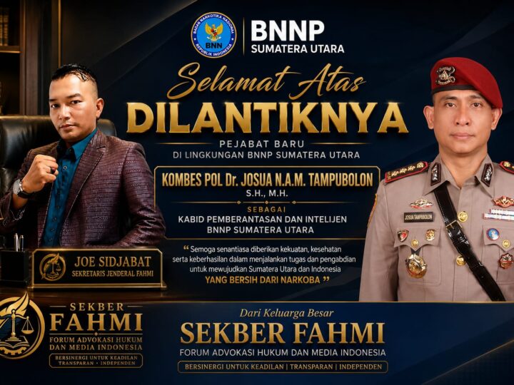 SEKBER FAHMI Ucapkan Selamat atas Dilantiknya Kombes Pol Dr. Josua Tampubolon sebagai Kabid Pemberantasan dan Intelijen BNNP Sumut