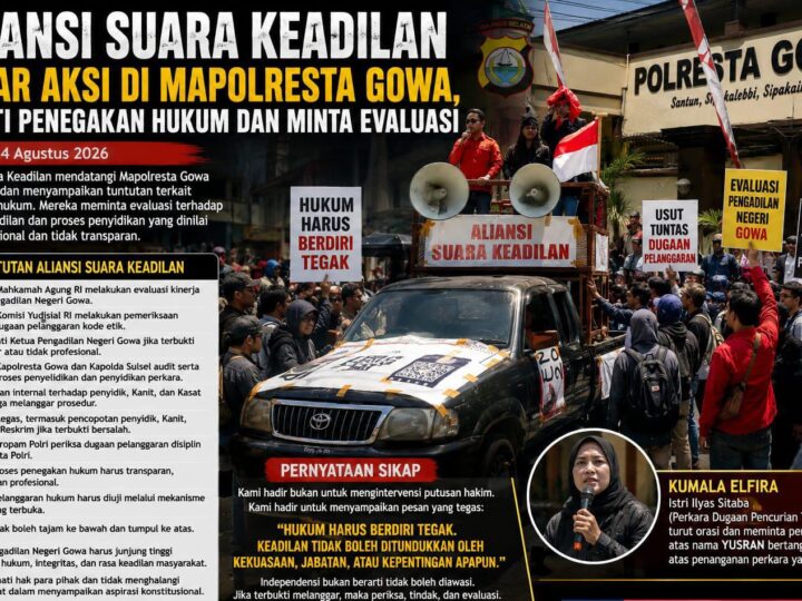 Aliansi Suara Keadilan Gelar Aksi Di Pengadilan Negeri Gowa Dan Mapolresta Gowa, Soroti Penegakan Hukum dan Minta Evaluasi