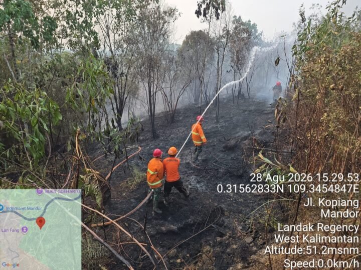 Respons Cepat Polsek Mandor Bersama Tim Gabungan Padamkan Karhutla 2,5 Hektare