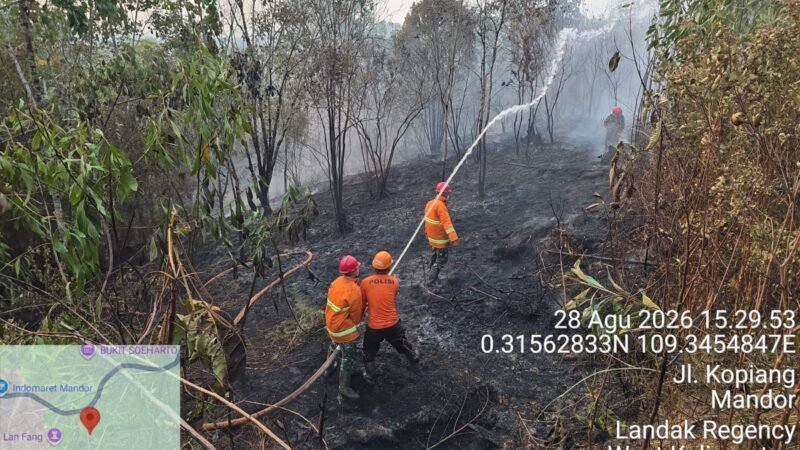 Respons Cepat Polsek Mandor Bersama Tim Gabungan Padamkan Karhutla 2,5 Hektare