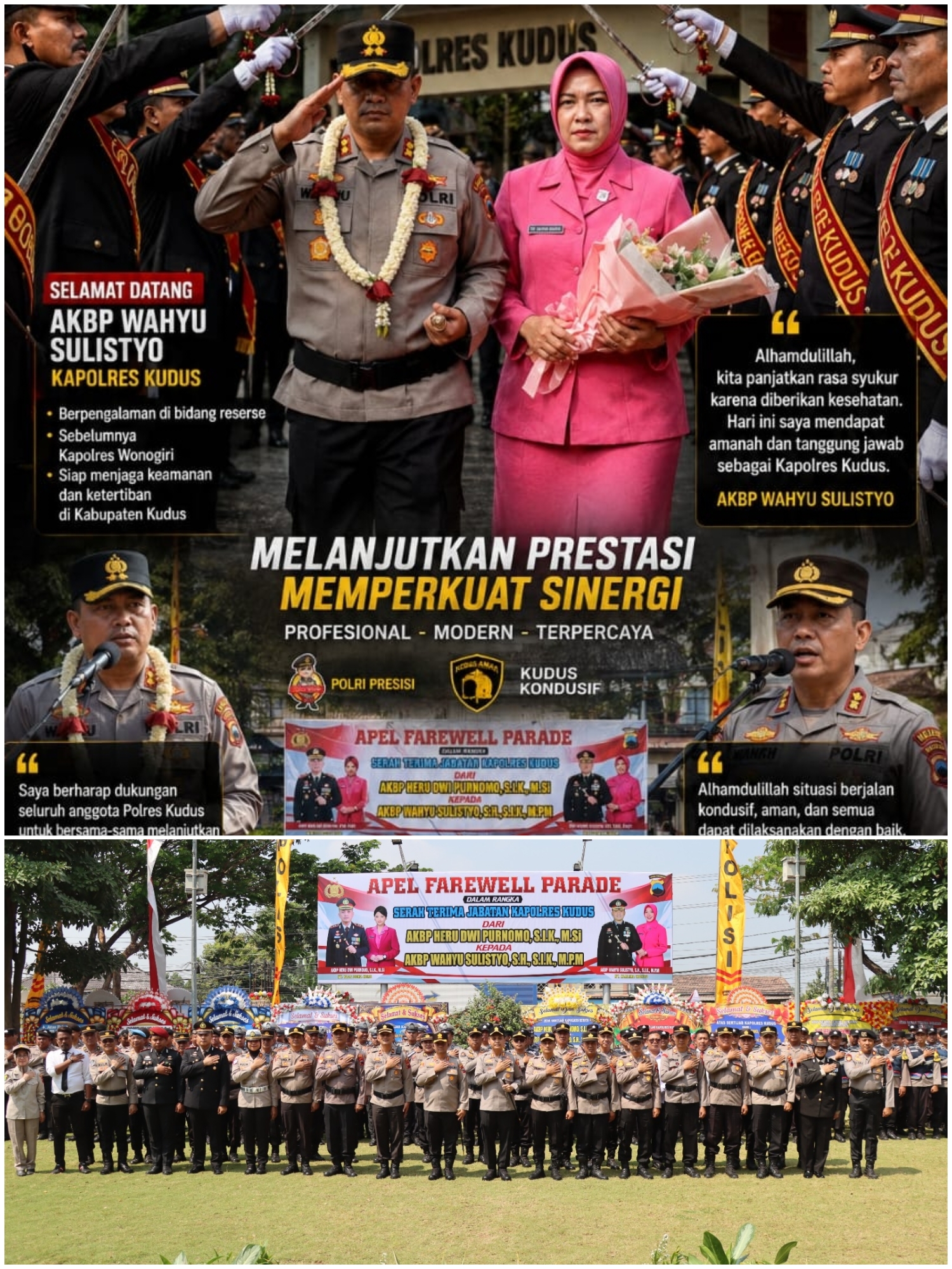 AKBP Wahyu Sulistyo Resmi Nahkodai Polres Kudus, Siap Jaga Kondusivitas Wilayah