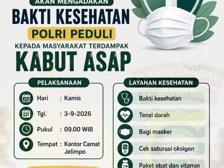 Polres Landak Gelar Bakti Kesehatan Gratis (BESOK) untuk Warga Terdampak Kabut Asap di Jelimpo