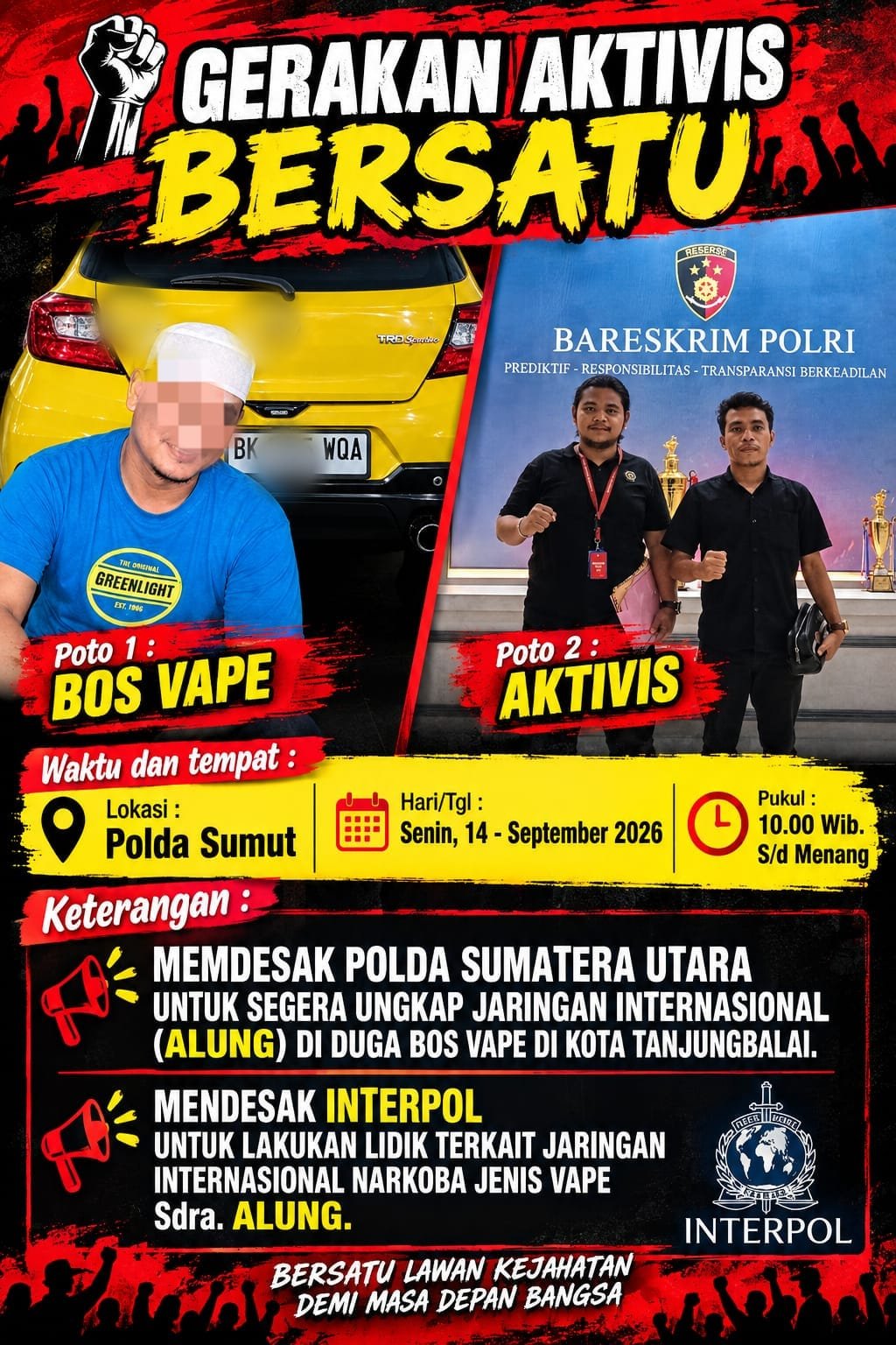 DARAH BIRU MASA DEPAN TERANCAM: GAB Desak Polda Sumut dan Interpol Libas Jaringan Internasional Vape “Getar” di Tanjungbalai