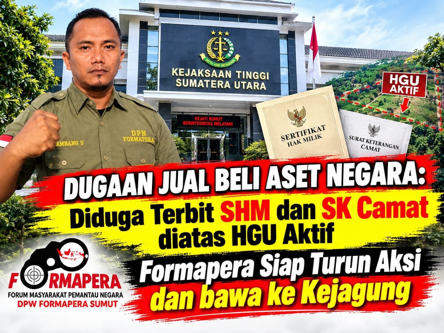 SHM Diduga Terbit di Atas HGU Aktif, Kejatisu Terkesan Lamban: Formapera Siap Turun Aksi dan Bawa ke Kejagung