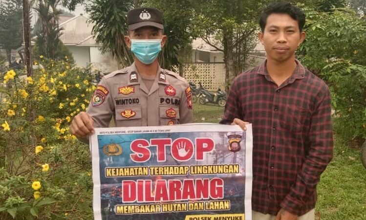 Hindari Terjadinya Kebakaran Hutan, Samapta Polsek Menyuke Himbau Warga Antisipasi Karhutla