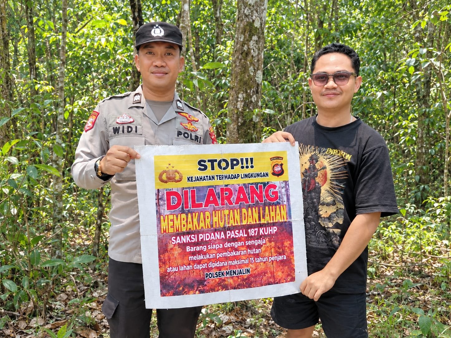 Patroli Polsek Menjalin Sampaikan Himbauan Karhutla kepada Warga