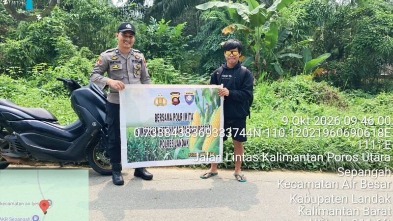 Bawa Banner Saat Patroli, Polsek Air Besar Kobarkan Semangat Ketahanan Pangan Jagung