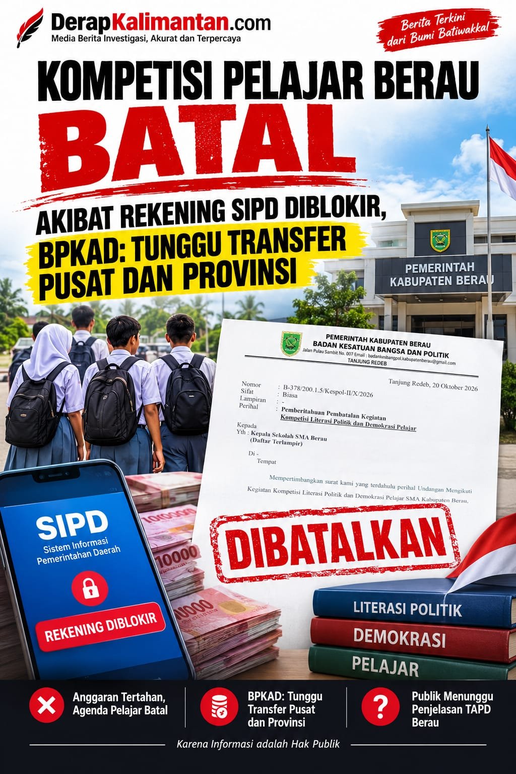 Rekening SIPD Diblokir, Kompetisi Pelajar Berau Batal: Ada Apa dengan Kas Daerah?