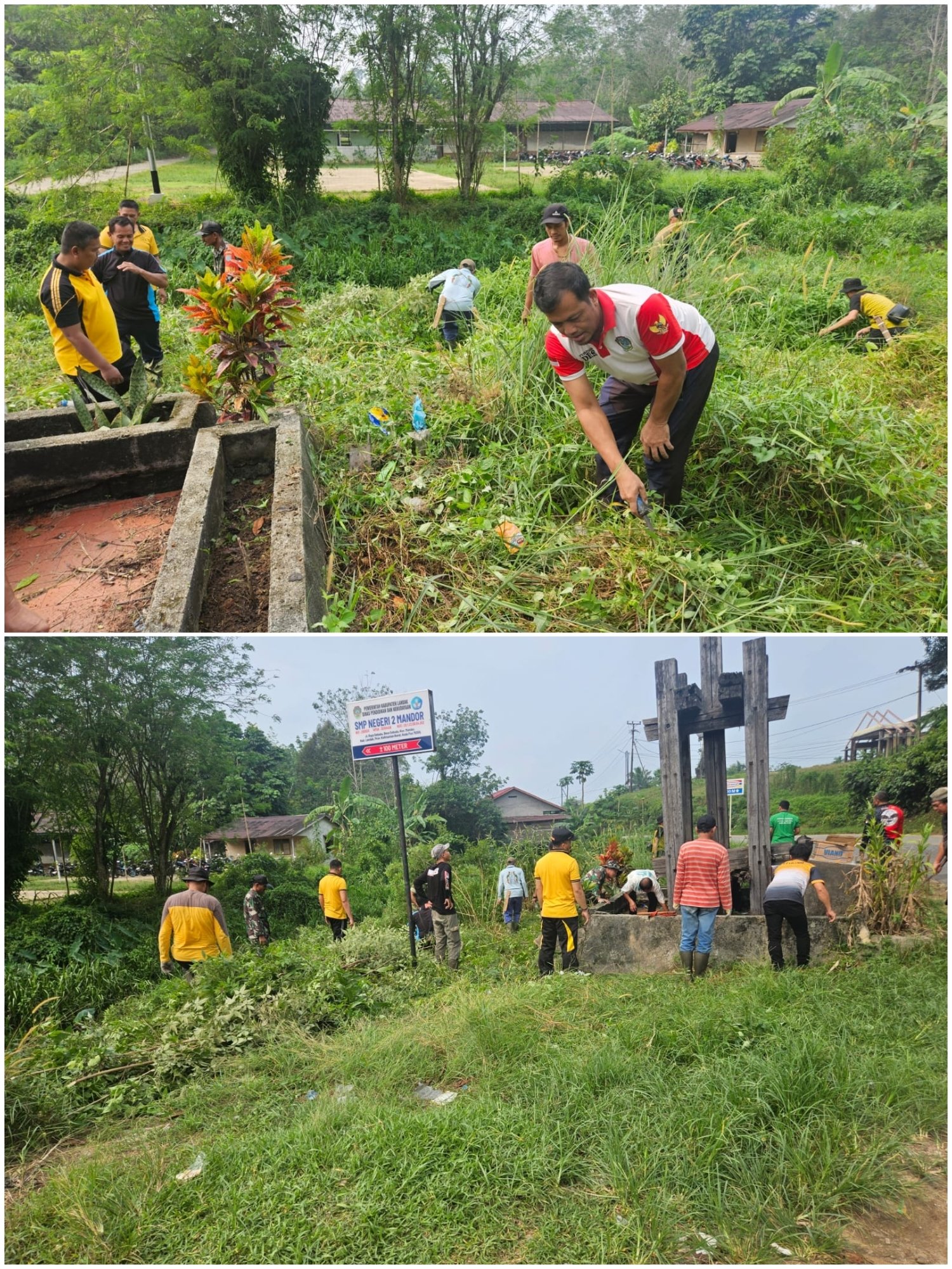 “Wujudkan Lingkungan Bersih dan Sehat, Polsek Mandor Bersama Forkopimca dan Warga Gelar Jumat Bersih”