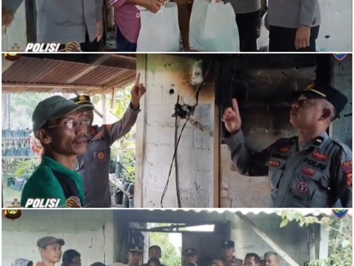 Sat Binmas polres Lubuk Linggau Melakukan Pengecekan Kondisi Warga Terdampak Kebakaran Sekaligus Menyerahkan Bantuan Sosial Berupa Paket Sembako