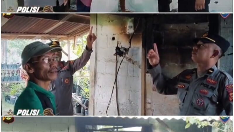 Sat Binmas polres Lubuk Linggau Melakukan Pengecekan Kondisi Warga Terdampak Kebakaran Sekaligus Menyerahkan Bantuan Sosial Berupa Paket Sembako